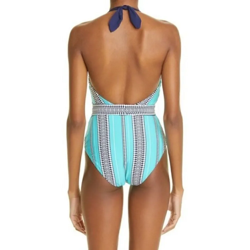 lemlem™ Luchia Deep V turquoise One piece SWIMSUIT size XS